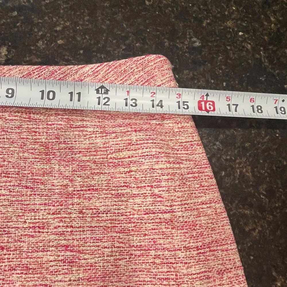Ann Taylor  Tweed Skirt Size 6 Pink Red‎ White Side Zip